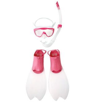 Barnsimmask, snorkel och simfötter set, rosa