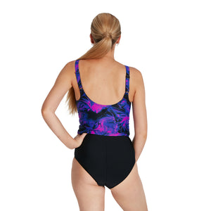 Evie Printed Shaping Tankini baddräkt för kvinnor, svart-lila