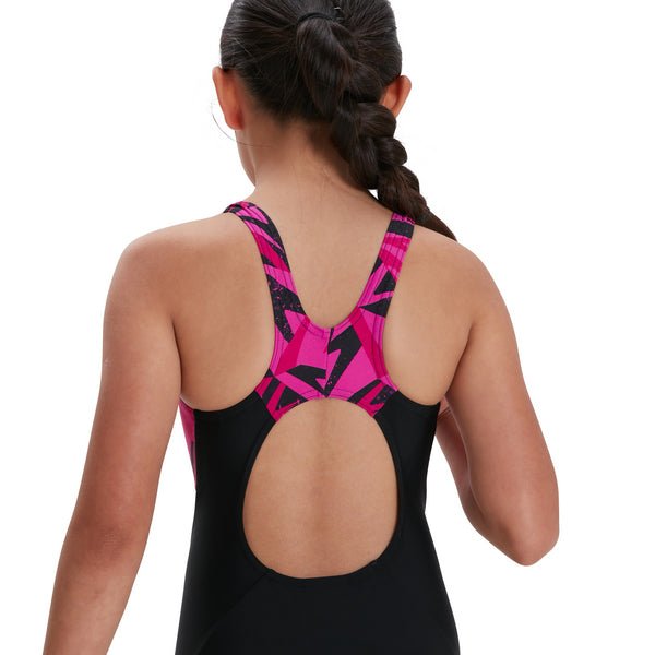 Hyper Boom Splice Muscleback tyttöjen uimapuku, musta - pinkkiSpeedo