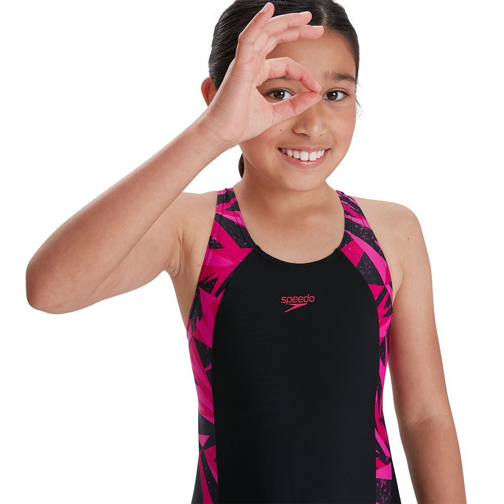 Hyper Boom Splice Muscleback tyttöjen uimapuku, musta - pinkkiSpeedo