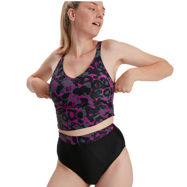 Evie Printed Shaping damtank, svart-rosa
