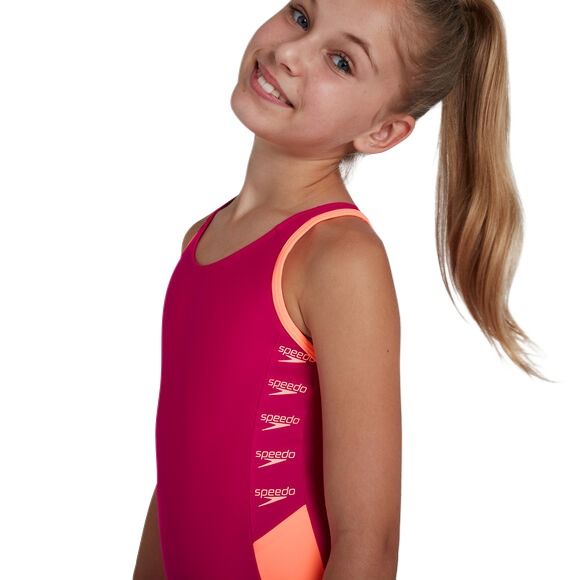 Boom Logo Splice Muscleback Girls Baddräkt, Rosa